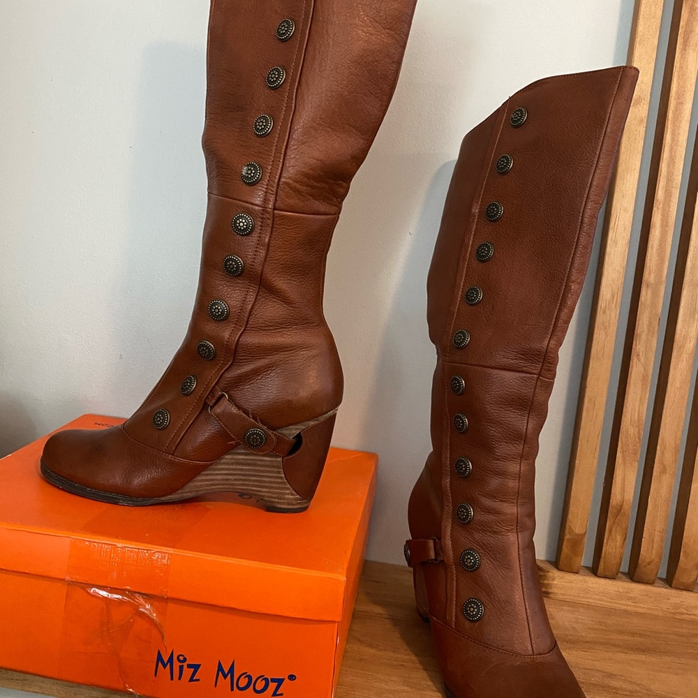 Miz Mooz SHANNON Cognac Brown Genuine Leather Boots